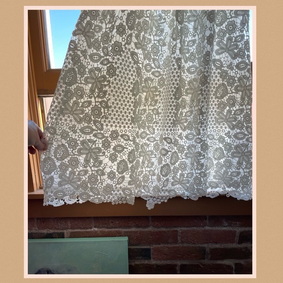 BHLDN NWOT Eyelet Lace Dress Edina Anthropologie 6 White Sheer Midi Tea Length - Picture 7 of 13